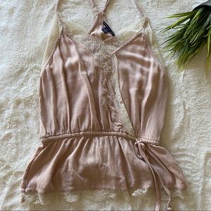 Halter light pink with white ruffles top